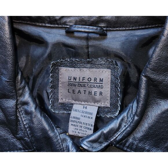 John Paul Richard Uniform Leather Black Jacket Women's Size 14 - Picture 5 of 8